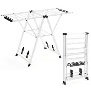 Giantex Clothes Drying Rack Foldable Laundry Hanger w/16 Rails Gullwing Clothing Stand White