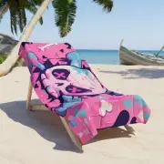 Curious Things - Punkie Days - Pink Skull and Crossbones Beach Towel 1