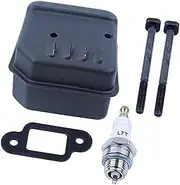 L7T Spark Plug Exhaust Muffler W Gasket 2pc Bolts Kit, for, 017 018 MS170 MS180 Chainsaw Replacement Spare Parts Lawn Mower Spark Plug