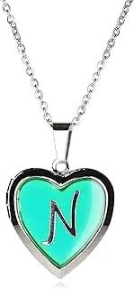 [STANDS OUT] N PERSONALISED HEART SHAPED NAMED MOOD LOCKET FUN GIFT PRESENT, Zinc