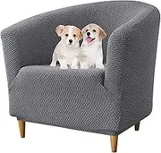Jacquard Swivel Armchair Slipcover, Stretch Barrel Chair Cover for Living Room Furniture Protector, Easy Install Washable Fabric(Dark Gray)