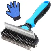2-in-1 Cat Brush & Dog Brush, Shedding & Deshedding Tool with Flea Comb & Und...