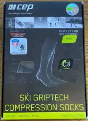 CEP Men's Ski Griptech Compression Grip Socks Black Size III, IV or V NEW Mens