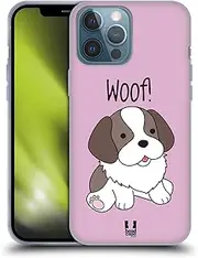 Head Case Designs St. Bernard Happy Puppies Gel Case [Military Grade Protection] Compatible with Apple iPhone 13 Pro Max