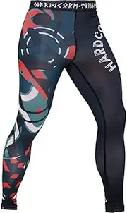 [Hardcore Training] Men's Compression Pants Compression Leggings Sports Wear Grappling MMA Martial Arts BJJ Trousers No Gi, Black/Blue, L