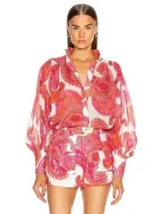 BNWT Zimmermann Peggy Billow Blouse Size 0 - Magenta Paisley