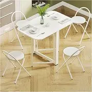Foldable Kitchen Table, Multifunction Table Drop Leaf Dining Table, Foldable Dining Table, Drop Leaf Folding Dining Table, Modern Space Saving Extendable Kitchen Desk, for Farmhouse/Living R
