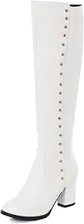 [SJJH] Women Knee High Boots with Round Toe and Zip Long Boots