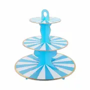 3 Tier Blue Striped Cake Stand