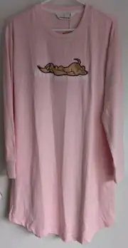 Peter Alexander Nightie Women's Size XS Pink With Dog Graphic Long Sleeve Soft