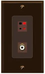 RiteAV 1 Port Speaker Plug Jack Wall Plate+RCA for Subwoofer 1 Gang Brown/Brown