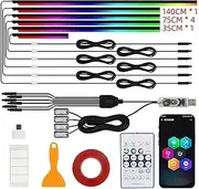 Acrylic Interior Car LED Strip, Underglow Neon Accent Strip Lights, LED Lights for Car with Dynamic Color Chasing, Supporting Wireless Control Modes, Inside Sync to Music