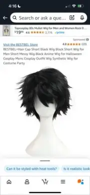 Costume Wig Men’s Black Hair
