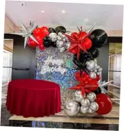 black and red silver balloon garland arch kit 150pcs with Starburst Balloons