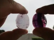 Purple Fluorite Amulet Gemstone Thumb Chakra Healing Worry Stone Cabochon