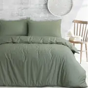 Amson Royale Cotton Light Sage Super king Quilt Cover Set with four standard pillowcases