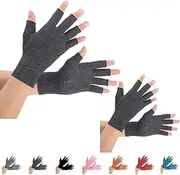 (Large, Black) - Arthritis Gloves 2 Pairs, Compression Gloves Support and Warmth for Hands, Finger Joint, Relieve Pain from Rheumatoid, Osteoarthritis, RSI, Carpal Tunnel, Tendonitis, Women and Men (Black, Large)