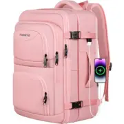 Travel Backpack for Women, 50L Carry On Backpack, 17.3 inch (20"x15"x7") Pink