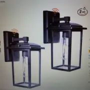 Dusk to Dawn outdoor wall mount lights 2 pack exterior lantern porch black New