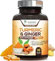 Turmeric Curcumin Highest Potency 95% Standardized with BioPerine and Ginger 1950mg - Black Pepper for Best Absorption, Made in USA, Best Vegan Joint Pain Relief, Turmeric Ginger Pills - 240 Capsules