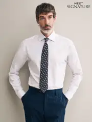 White Slim Fit Premium Two-Fold Cotton Shirt (B07114) | $82