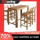 wooden bar table set rustic chairs 4 pieces acacia 120x60 cm brown 6669