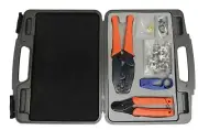 Coaxial tool kit: ratchet crimping tool/rotary cable stripper/coax cable cutter