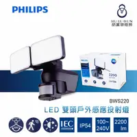 在飛比找蝦皮商城優惠-飛利浦PHILIPS LED雙頭戶外感應投射燈 30W BW