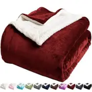 Sherpa Fleece Bed Blanket Twin Size Super Soft Fuzzy Twin(65x90 Inches) Red