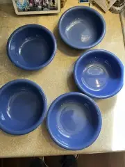 (5) Crown Corning Japan Sonora Blue 6.75" Soup Cereal Bowls