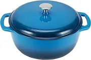 Amazon Basics Enameled Cast Iron Covered Round Dutch Oven, 4.1 Liters / 4.3-Quart, Blue