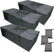68 Inch Outdoor Cushion Storage Bag, Waterproof Outdoor Cushion Bag with 2 Zippers & Waterproof Seams, Storage Bag for Outdoor Pillows, Patio Cushion Storage Bag 3 Pack