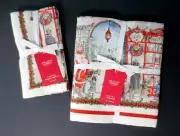 WILLIAMS-SONOMA -New TOWN SQUARE 70 x 108" Linen Tablecloth & 4 Matching Napkins