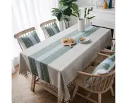 Rustic Cotton Linen Tablecloth, Rectangle Farmhouse Cloths 140x200cm
