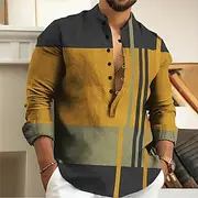 Men's Striped Geometric Pattern Geometry Shirt Button Up Shirt Long Sleeve Fashion Streetwear Designer Outdoor Casual Daily Summer Spring Fall Stand Collar Pri