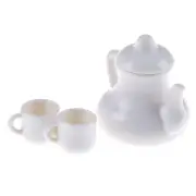 3PC Dollshouse Miniature 1:12 Scale Mugs Coffee Cups Kit Teapot Set Ceramics