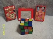 4 Game Christmas Ornaments - Yahtzee, Etch A Sketch, Operation & Rubik's Cube