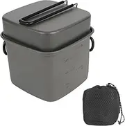 Camping Cookware Set, Outdoor Cooking Gear, Non-Stick Aluminum Pots, 13x13x12.5cm, Lightweight Stackable Design, Heat-Resistant Handles, for Hiking, Cycling, Backpacking