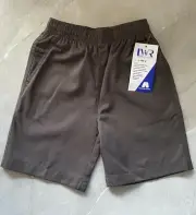 BNWT Boys Sz 14 Y LW Reid Brand Dark Grey Gaberdine Elastic Waist School Shorts