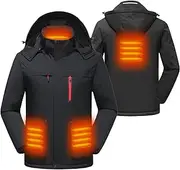 [Generic] Men Heated Jacket with Detachable Hood W Warm Heating Jacket Coat Clothing