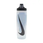 【NIKE 耐吉】水壺 REFUEL BOTTLE 24OZ 白 黑 掀蓋式 止滑 可擠壓 水瓶 運動 自行車(N100766812-524)