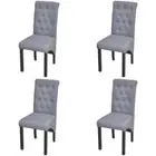 4x Dining Chairs Tufted Button Fabric Back Kitchen Cafe Padded Seats Light Grey