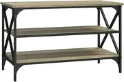 [vidaXL] Sonoma Oak TV Cabinet - Industrial Style Media Unit with Iron Frame - 80x40x50 cm Engineered Wood, Brown