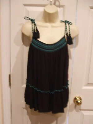 NWT $30 ARIZONA BLACK TASSLE TIE Sleeveless Top size JR. medium-