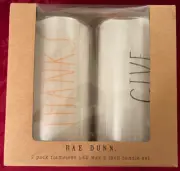 RAE DUNN 2 Pack Flameless LED Wax 6" Candle Set ThANKFUL/GIVE New