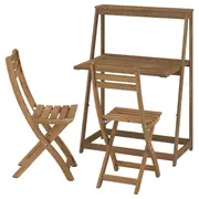 DJUPÖN / ASKHOLMEN table and 2 folding chairs, outdoor folding/brown dark brown