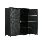 Outdoor Storage Cabinet Garage Shelf Chest Garden Shed Tools - Black