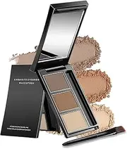 [Erinde] Eyebrow Powder Makeup Palette, 3 Colors Brow Powder Palette w/Brush, Dark & Light Brown Eyebrow Tinted Powder Filler to Shape Natural Eyebrows, Long-Lasting Waterproof Eyebrow Makeup Kit