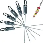 Reusable BBQ Skewers for Grilling, Grill Skewers, Shish Kabob Skewers with Push Bar, 15 Inch Stainless Steel BBQ, Metal Sliding Handle for Meat Shrimp Chicken Vegetable Grilling 5PCS
