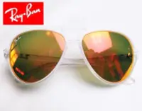在飛比找Yahoo!奇摩拍賣優惠-RAY BAN 太陽眼鏡 雷朋飛行員 水銀橘色鏡片 透明膠框